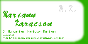 mariann karacson business card