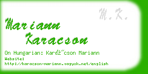 mariann karacson business card